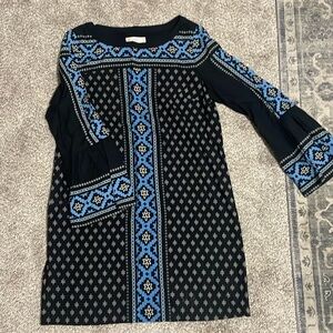 Loft women’s printed, bell sleeve dress size medium